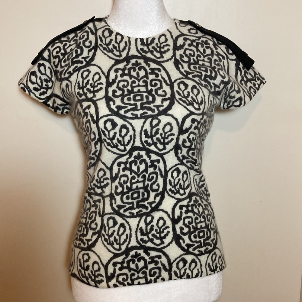 John Galliano Black and White Patterned Short Sleeve Tee